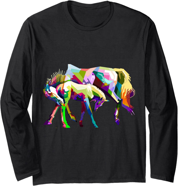 Clothing25 Horses! Long Sleeve T-Shirt - Black