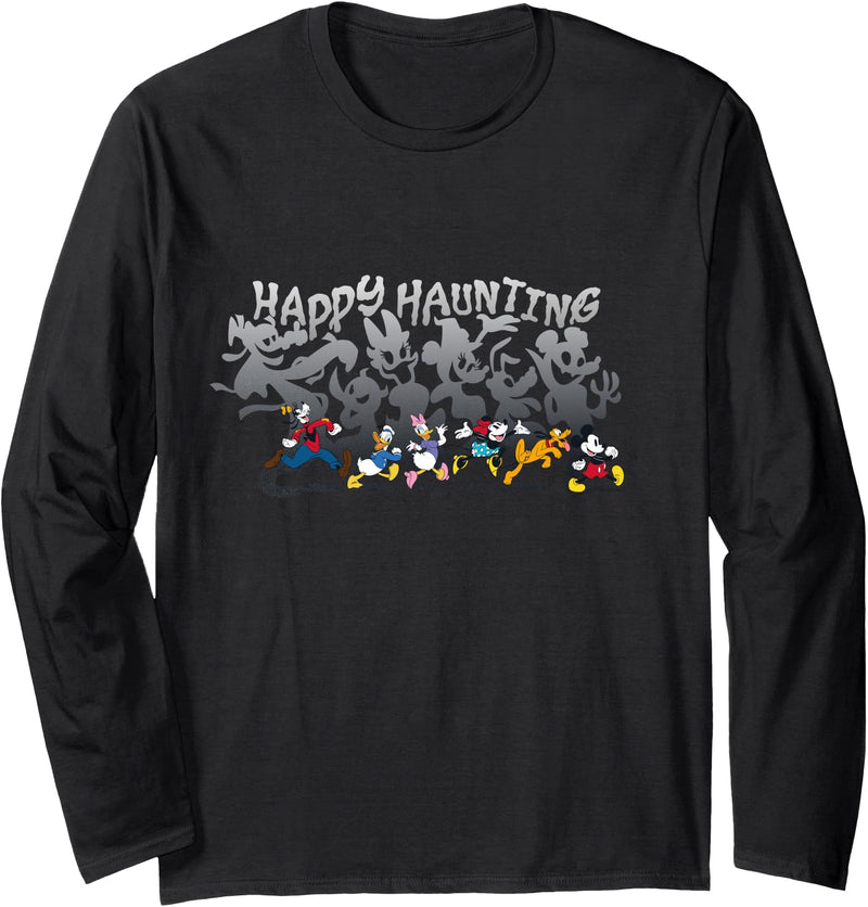 Disney Mickey and Friends Happy Haunting Halloween Long Sleeve T-Shirt - Black
