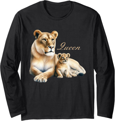 Lioness Lion Cub Queen Lioness Female Big Cat Lovers Design Long Sleeve T-Shirt