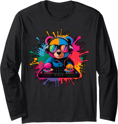 DJ Teddy Bear Long Sleeve Shirt
