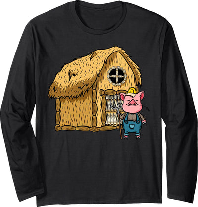 Three Pigs Lazy Halloween Costume - Straw House Long Sleeve Shirt