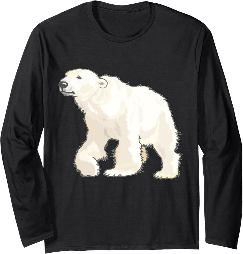 Animal and Pet Lovers Polar Bear Arctic Animal Realistic Retro Long Sleeve T-Shirt - Black