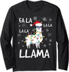 Funny Christmas Llama Shirts Fa La La Llama Shirt Women Men Kids Funny Llama Christmas Long Sleeve T-Shirt - Black