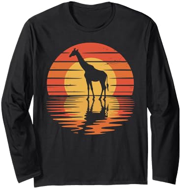 Giraffe Retro Style Giraffe Vintage Men Women Kids Long Sleeve T-Shirt - Adult Unisex