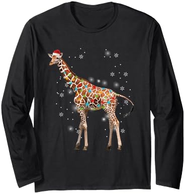Giraffe Tree Christmas Sweater Xmas Animal Long Sleeve T-Shirt - Adult Unisex