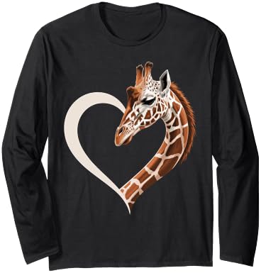 Heart Giraffe Wildlife Long Sleeve T-Shirt - Adult Unisex
