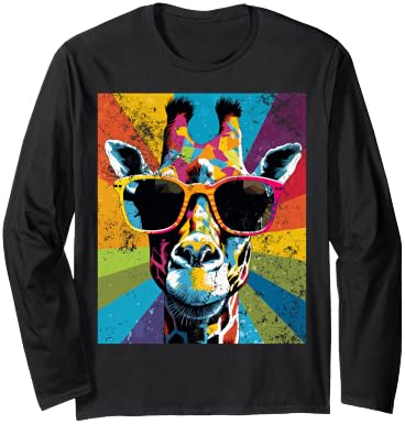 Giraffe Vintage Sunglasses Funny African Animal Lover Long Sleeve T-Shirt - Adult Unisex