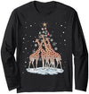 Ugly Xmas Animal Christmas Sweater Family Outfit Giraffes Xmas Tree Giraffe Christmas Tree Merry Christmas Long Sleeve T-Shirt - Adult Unisex - Navy Blue