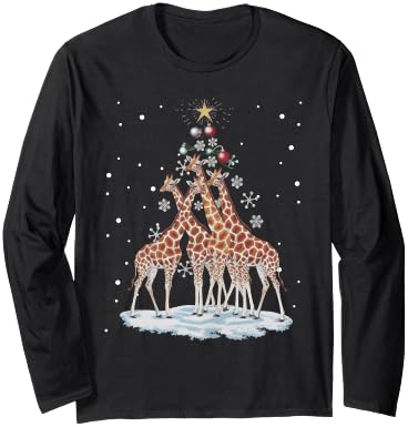 Giraffes Xmas Tree Giraffe Christmas Tree Merry Christmas Long Sleeve T-Shirt - Adult Unisex