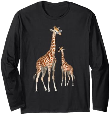 Giraffe with Sunglasses Jungle Safari Animal Giraffe Graphic Long Sleeve T-Shirt - Adult Unisex
