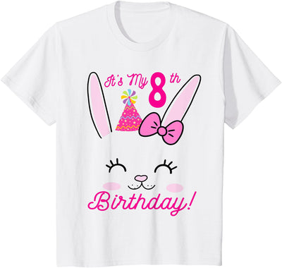 It's My 8th Birthday Bunny Face T-Shirt