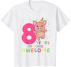 Pig Birthday Gift Cute Animals 8th Birthday Pig For Kids Eight Years Old T-Shirt - White