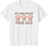 Pigs lover Birthday Gifts Toddler I'm This Many Pigs Old - 3rd Birthday Pig 3 Years Old Bday T-Shirt - White