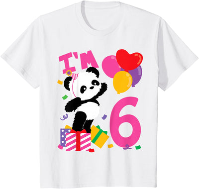 Kids 6 Years Old Girls Birthday Panda T-Shirt