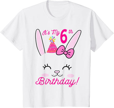 It's My 6th Birthday Bunny Ears Bow Party T-Shirt