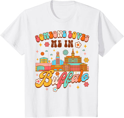 Cow Kids Made in Buffalo Baby Shower Someone Loves Me T-Shirt