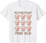 Pigs lover Birthday Gifts Toddler I'm This Many Pigs Old - 9th Birthday Pig 9 Years Old Bday T-Shirt - White