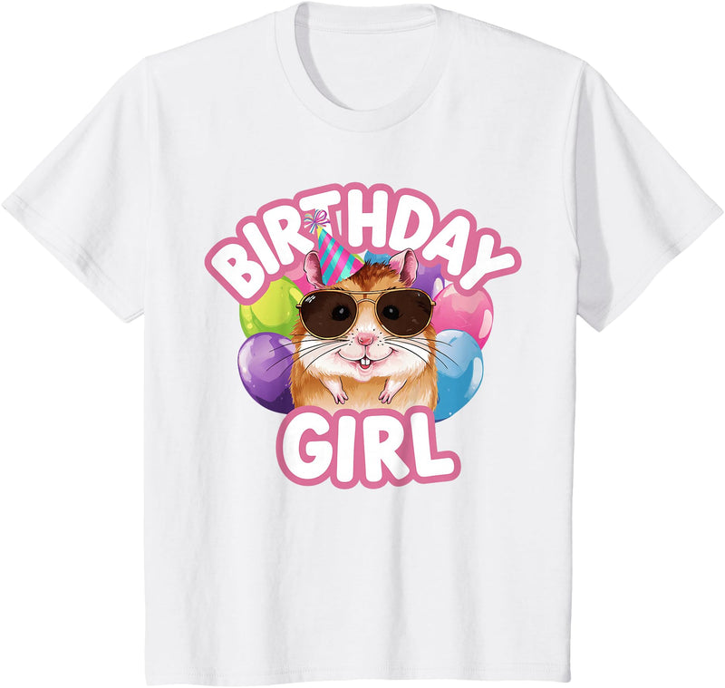 Girl Birthday Hamster Kids T-Shirt - White