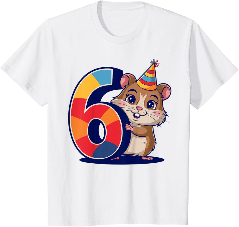 6th Birthday Hamster Kids T-Shirt - White