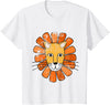 AlphaPlayTees Lion Face T-Shirt. Boys / Girls Cartoon Lion Tee T-Shirt - White