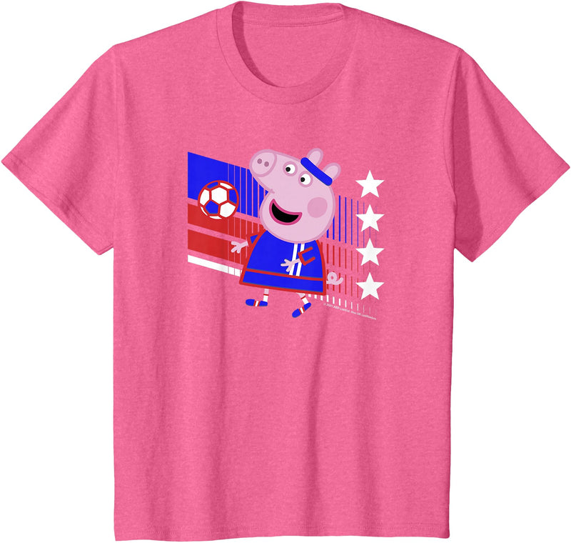 Kids Peppa Pig George Pig Football Soccer V3 T-Shirt - Pink Heather