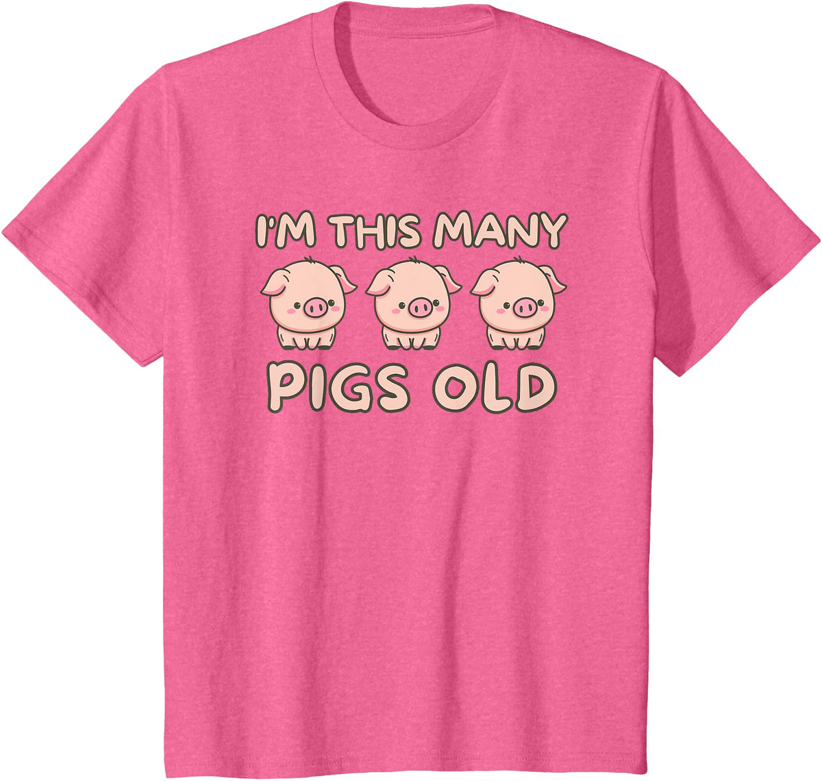 Pigs lover Birthday Gifts Toddler I'm This Many Pigs Old - 3rd Birthday Pig 3 Years Old Bday T-Shirt - Pink Heather
