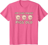 Pigs lover Birthday Gifts Toddler I'm This Many Pigs Old - 3rd Birthday Pig 3 Years Old Bday T-Shirt - Pink Heather