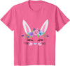 Girls Easter Bunny Flower Crown for Baby and Toddler Cute T-Shirt in Pink Heather