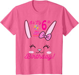 Its My 6th Birthday Girl Bunny Rabbit Theme Party (six) T-Shirt in Pink Heather