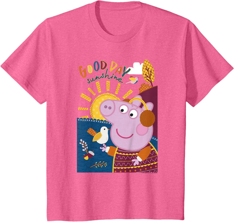 Peppa Pig Good Day Sunshine Colorful Nature Portrait T-Shirt - Pink Heather