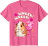 Birthday Girl by Content Design Studio Kids 3rd Birthday Girl 3 Years, Guinea Pig and Big Number 3 T-Shirt - Pink Heather