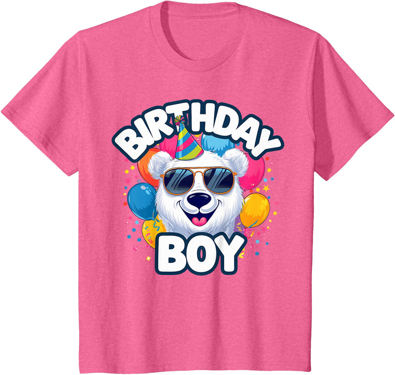 Kids Polar Bear Shirts Kids Birthday Boy Polar Bear Kids T-Shirt - Pink Heather