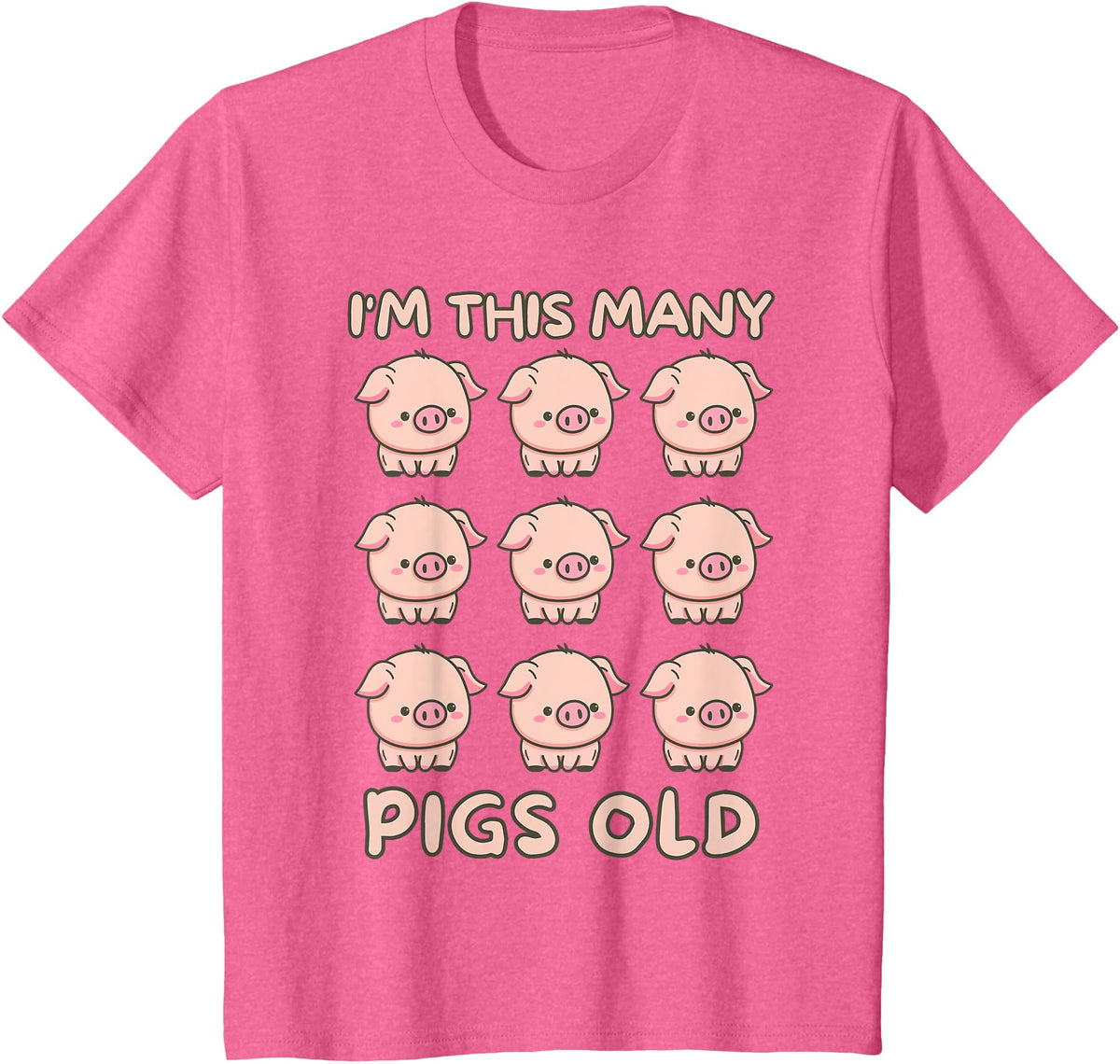 Pigs lover Birthday Gifts Toddler I'm This Many Pigs Old - 9th Birthday Pig 9 Years Old Bday T-Shirt - Pink Heather