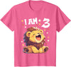 3 years old 3rd birthday Lion 3 Years old 3 birthday Lions Boy Girl Lion T-Shirt - Pink Heather