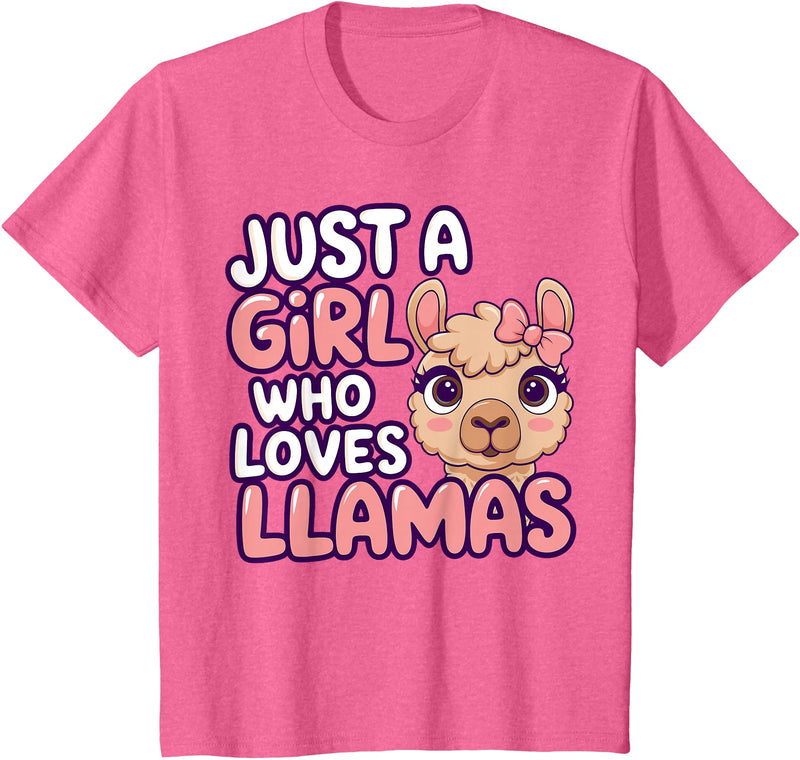 Kids Llama Shirts Girl Llama Kids T-Shirt - Pink Heather