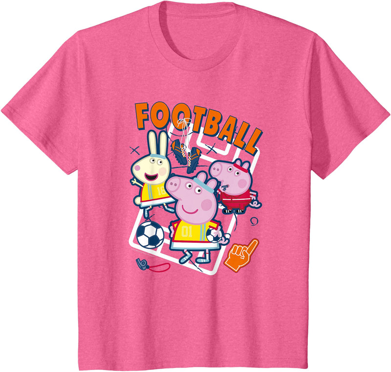 Peppa Pig Football Group Shot T-Shirt - Pink Heather