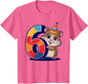 6th Birthday Hamster Kids T-Shirt - Pink Heather