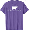 Farm and Holstein Cow for Men and Cattle Clothing Heartbeat Pulse ECG - Holstein Rancher For Cattle Farmer T-Shirt - Purple