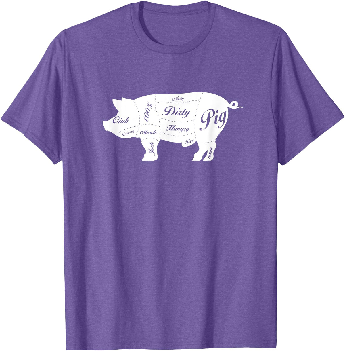 LGBTQIA+ Power Design Nasty Hungry Dirty Pig Design - Fun Gay Pig Pride - LGBTQIA+ T-Shirt - Purple Heather