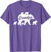 Matching Bear Family Apparel Vintage Grandpa Bear with 5 Cub Father's Day T-Shirt - Purple Heather