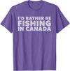 Fishing Trip Buddies Funny Designs I'd Rather Be Fishing In Canada Unisex-Adults Black Short Sleeve Classic Fit T-Shirt - Purple Heather
