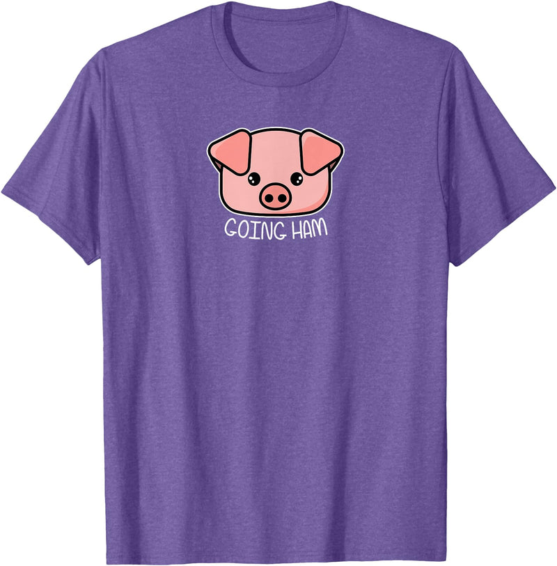 Funny Video Game Clothing Gifts for Gamers Going Ham - Funny Gamer and BBQ Chef Pig Gift T-Shirt - Purple Heather