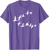 Marron Bear Birds In Flight, V Pattern Flock Of Geese T-Shirt - Purple Heather