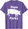 Papa Porky Pig Daddy Father Hog pork T-Shirt - Purple Heather