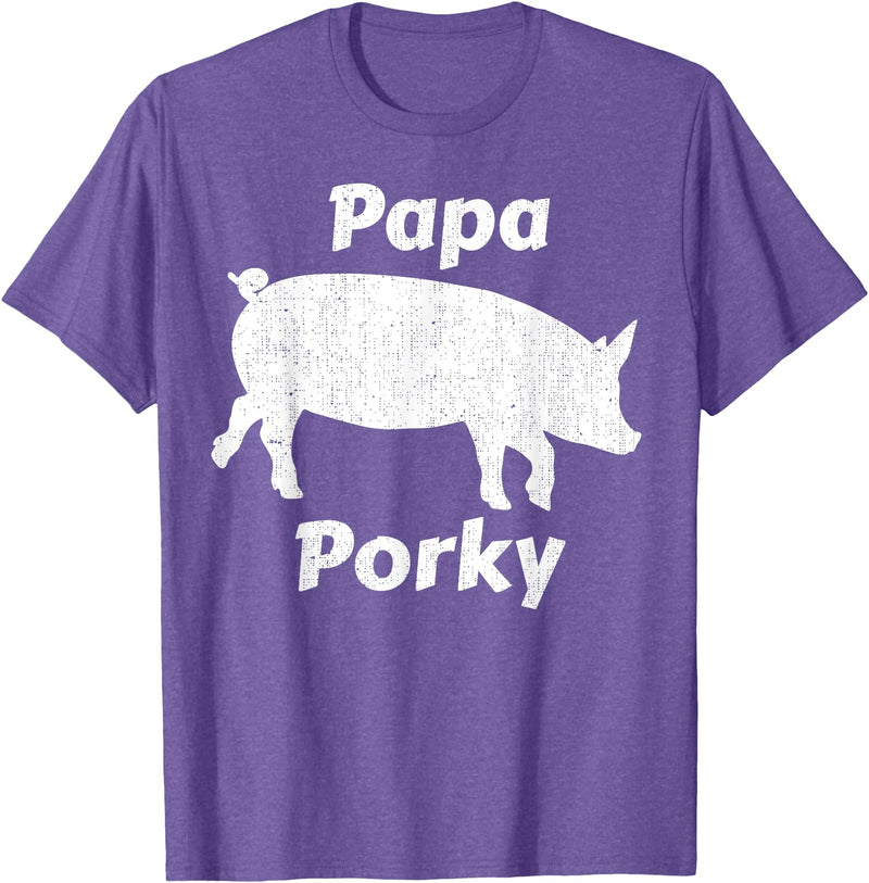 Papa Porky Pig Daddy Father Hog pork T-Shirt - Purple Heather
