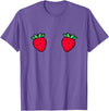 Fruit Boobs Co Strawberry Fruit Boobs Funny Summer Food T-Shirt - Purple Heather