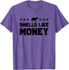 Calf to Cow Farming Apparel Smells Like Money Retro 90s Dairy Farm Gift Shirt T-Shirt - Purple Heather