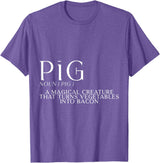 Bacon FH Pig, A Magical Creature That Turns Vegetables Into Bacon --- T-Shirt - Purple Heather