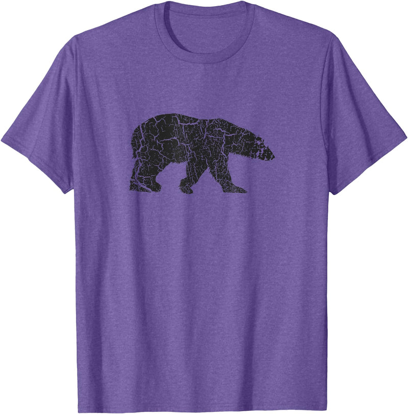 Vintage Polar Bear Merch and Gifts Polar Bear Distressed Print - Vintage Polar Bear T-Shirt - Purple Heather