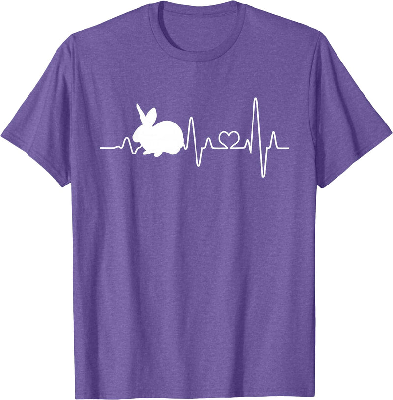 Bunny Heartbeat Pulse Rabbit T-Shirt in Purple Heather
